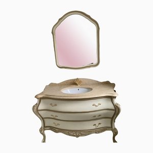 Italian Designer Dressing Table With Sink & Mirror, Set of 2