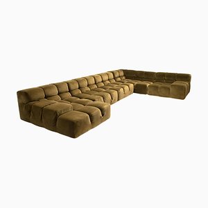 Velvet Tufty Sofa in Olive Green by Patricia Urquiola for B&B Italia