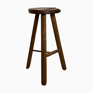 Sculpted Figured Walnut Counter Stool by Michael Rozell