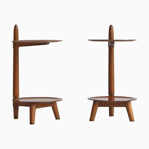 Modern Danish Side Tables in Beech and Walnut by Edmund Jørgensen, 1950s, Set of 2