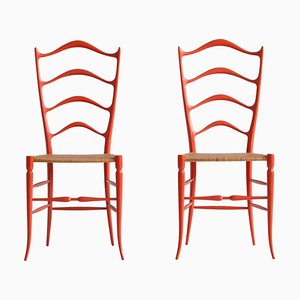 Italian Ferrante Ladderback Chairs by Gio Ponti for A. Bulleri & Co, 1950s, Set of 2