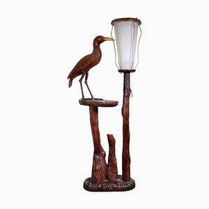 Lámpara vintage de madera con pájaro de Aldo Tura, Italy, años 50