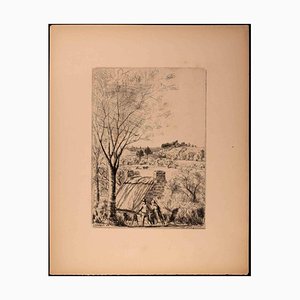 Jean Frélaut, Countryside, Original Etching, 19th-Century