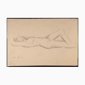 Jean Pavié, desnudo de mujer, dibujo original, siglo XX