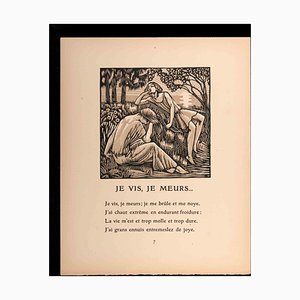 Raphael Drouart, Je Vis, Je Meurs, Original Woodcut Print, 20th-Century