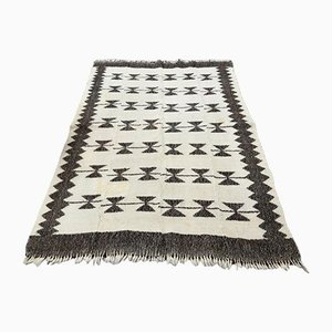 Ikat Area White Wool Rug