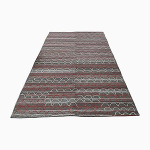 Tapis Kilim Vintage en Laine Grise