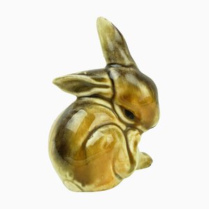 Conejo austriaco Art Déco de cerámica esmaltada de Eduard Klablena