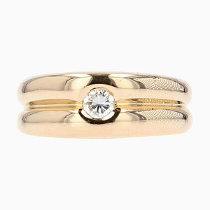 Modern French Diamond Ring in 18 Karat Yellow Gold