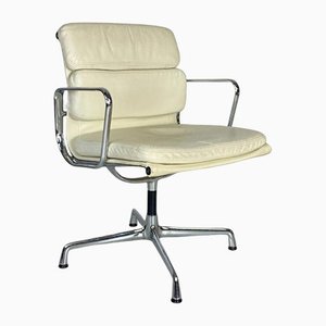 Desk Chair in Cream Leather by Charles and Ray Eames
