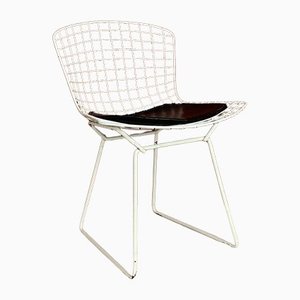 Sedia vintage bianca di Harry Bertoia