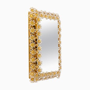 Gilded Brass & Crystal Glass Backlit Mirror from Palwa, Germany