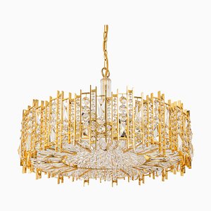 Large Gilt Brass & Crystal Chandelier from Palwa, Germany, 1970s