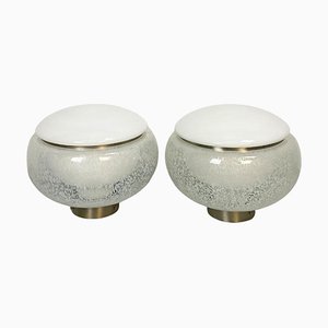 Mid-Century Italian Modern Murano Glass & Steel Table Lamps, 1960s, Set of 2