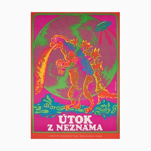 Póster checo de la película Godzilla vs Monster Zero A1 de Nemecek, 1971