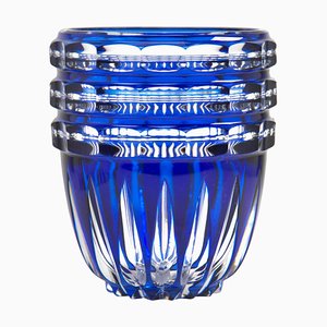 Vaso in cristallo blu cobalto di Val Saint Lambert, anni '50