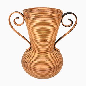 Italian Rattan Amphora Vase by Vivai Del Sud, 1960s