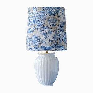 Lámpara de mesa estilo Hamptons hecha a mano de Vintage Velsen Delft White Vase Vasen