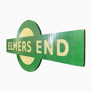 Insegna ferroviaria vintage in legno per Elmers End