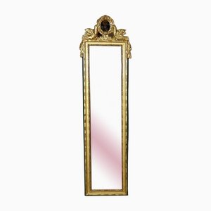 20th Century Louis XVI Style High & Narrow Gilded Wood Mirror
