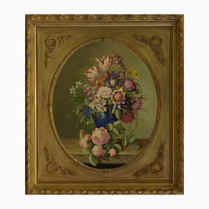 Carlo De Tommasi, Flowers, Oil on Canvas, Framed