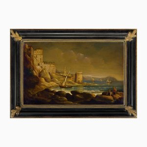 Paolo De Robertis, Marina, Oil on Canvas, Italy, Framed