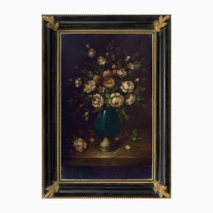 Salvatore Marinelli, flores, óleo sobre lienzo, enmarcado