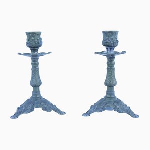 Rococo Style Brass Candlesticks, Italy, Set of 2