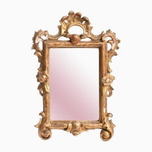Rococo Wood Gilded Mirror with Rocaille Ornament, 18th-Century