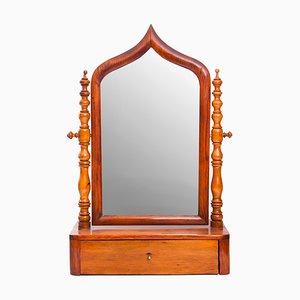 Miroir de Courtoisie Biedermeier avec Tiroir, 19ème Siècle