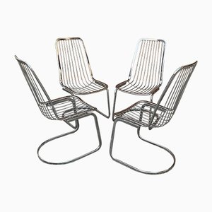 Italian Dining Chairs in Chrome by Gastone Rinaldi, 1970s, Set of 4