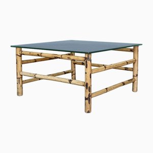 Vintage Coffee Table in Bamboo and Glass