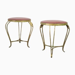 Red Stools in Brass by Pierluigi Colli, Set of 2