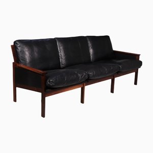 Danish Capella Sofa in Rosewood and Leather by Illum Wikkelso