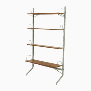 Free Standing Teak and Steel Shelving Unit, 1950s