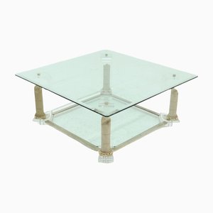 Acrylic Glass & Glass 2-Tier Pedestal Coffee Table, 1980s