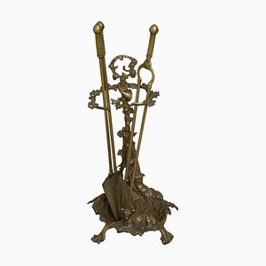 Brass Fire Companion Stand with Fire Irons
