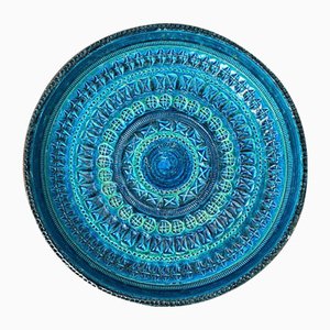 Scodella grande Rimini Mid-Century in ceramica blu di Aldo Londi per Bitossi, Italia