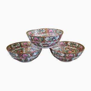 Chinese Porcelain Canton Medallion Bowls, 1960s, Set of 3