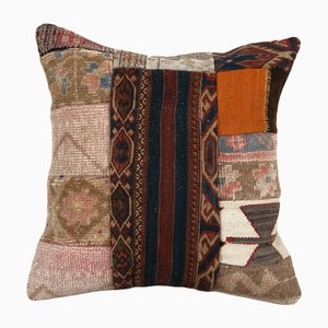 Vintage Turkish Patchwork Wool Kilim Pillow Cover