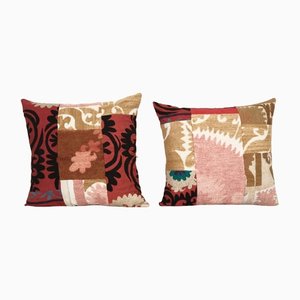 Vintage Square Embroidered Suzani Cushion Covers, Set of 2