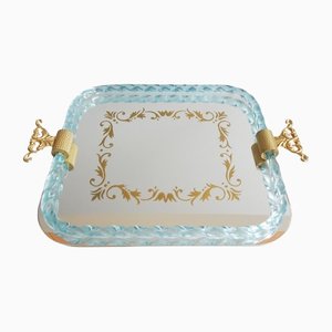 Murano Glass Tray with Mirrored Plate