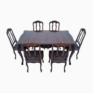 French Dining Set, 1920s, Set of 7
