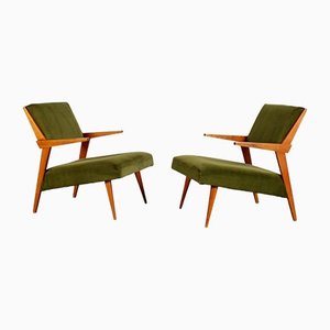 Mid-Century Green Armchairs, Set of 2