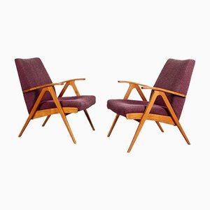 Mid-Century Brown Armchairs, Set of 2