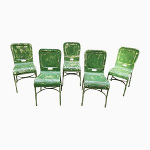 Green Iron Chairs, Set of 5