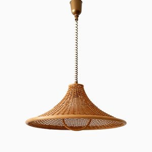Large Mid-Century Modern Wicker Pendant Lamp or Hanging Light, Germany