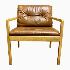 Scandinavian Leather Lounge Chair, 1950