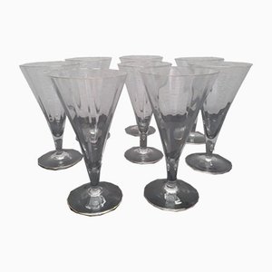 Early 20th Century Art Deco Rogaska Crystal Champagne Glasses, Slovenia, Set of 8