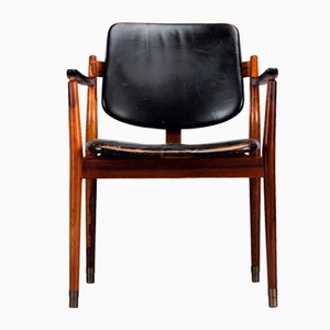 No. 62A Desk Chair in Rosewood & Black Leather by Arne Vodder for Sibast, 1960s